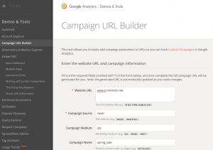 google campaign url builder 적용화면